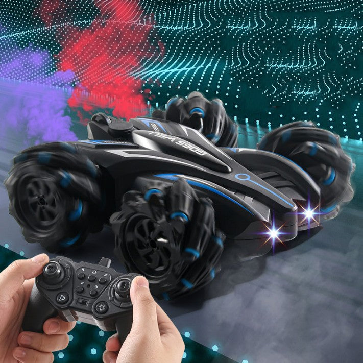 Stunt Spray RC Car – Dual Control, 2.4GHz, 80ft Range (Blue)