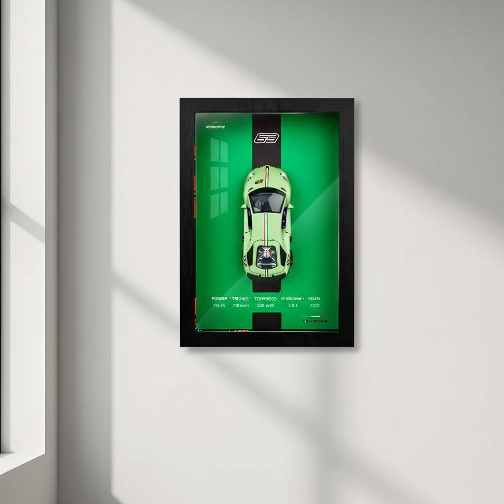 Nerv 3D Lamborghini LP-780-4 Car Frame Wall Art