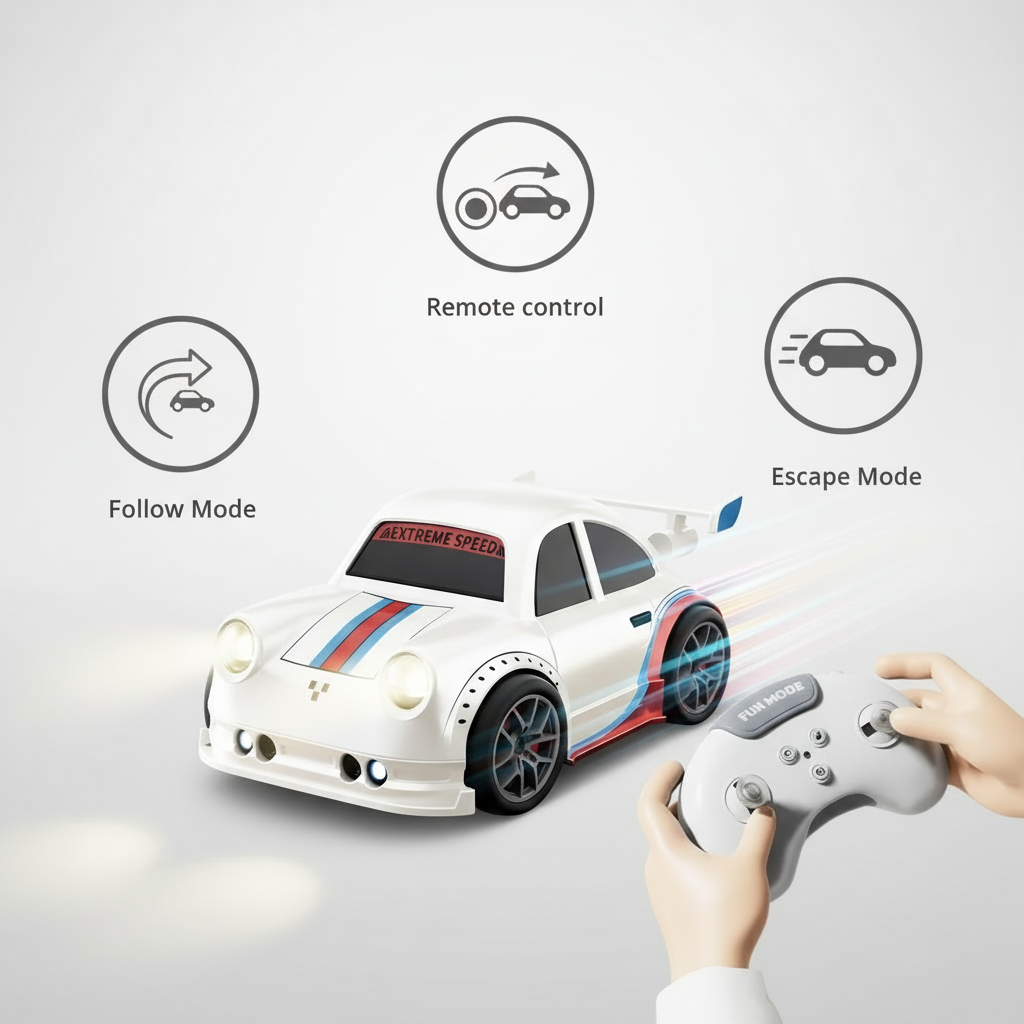 Nerv Magic Car – Interactive Sensor Toy with Follow & Escape Modes, LED Lights & USB Rechargeable