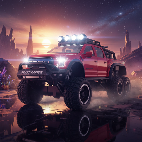 1:24 Die-Cast Pickup Truck – Pull Back, Lights &amp; Sound