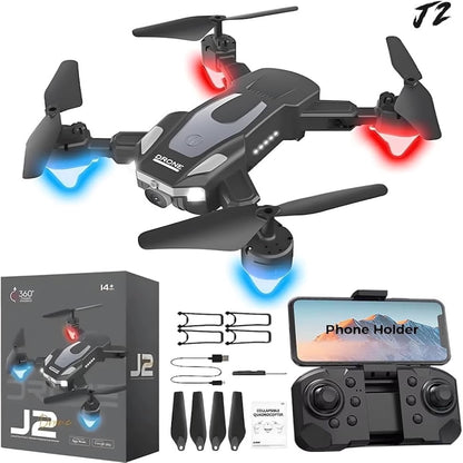 J2 Foldable Dual Camera Drone – 1080p, Obstacle Avoidance, Double Battery