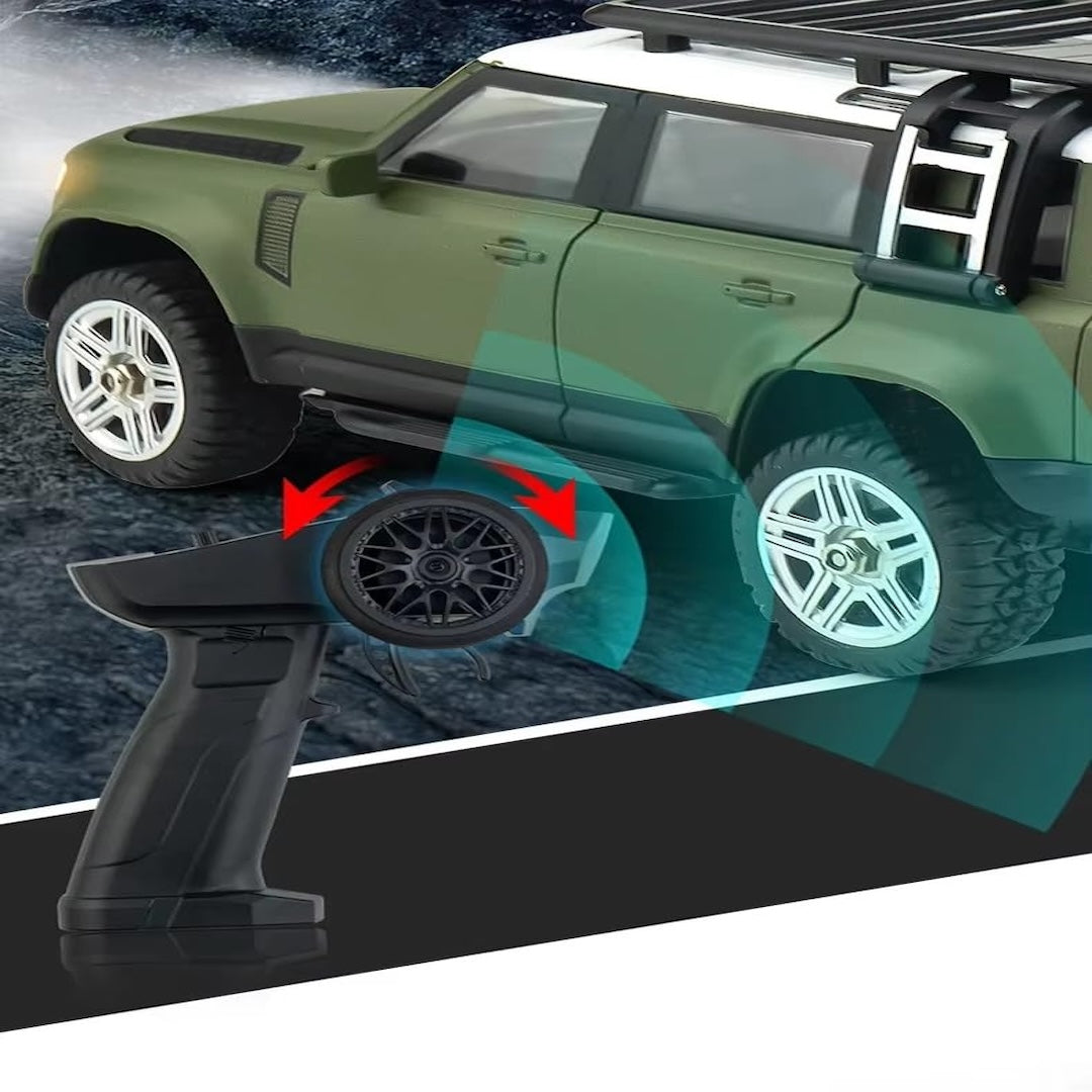 RC Defender Car – LED Lights, Smoke Exhaust, High-Speed