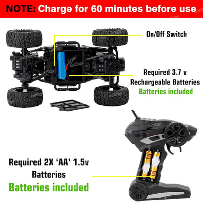 Spray RC Monster Truck – LED Lights, 2WD, Rechargeable