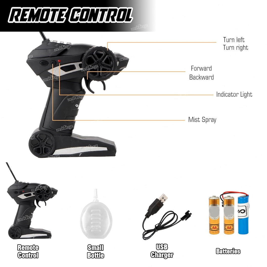 Spray RC Monster Truck – LED Lights, 2WD, Rechargeable