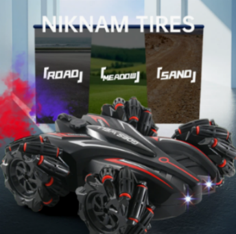 Stunt Spray RC Car – Dual Control, 2.4GHz, 80ft Range (Blue)