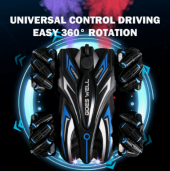 Stunt Spray RC Car – Dual Control, 2.4GHz, 80ft Range (Blue)