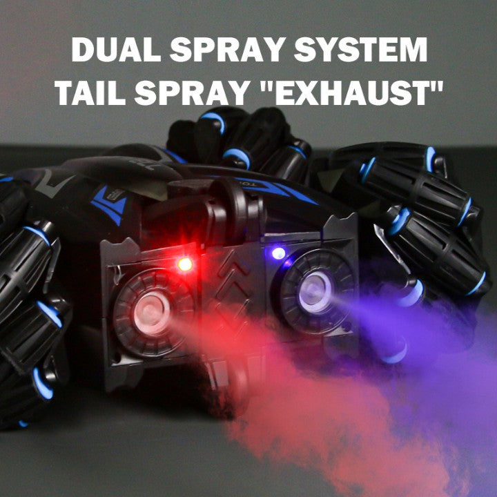 Stunt Spray RC Car – Dual Control, 2.4GHz, 80ft Range (Blue)