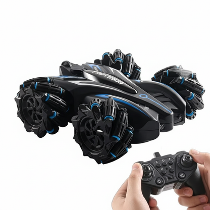 Stunt Spray RC Car – Dual Control, 2.4GHz, 80ft Range (Blue)