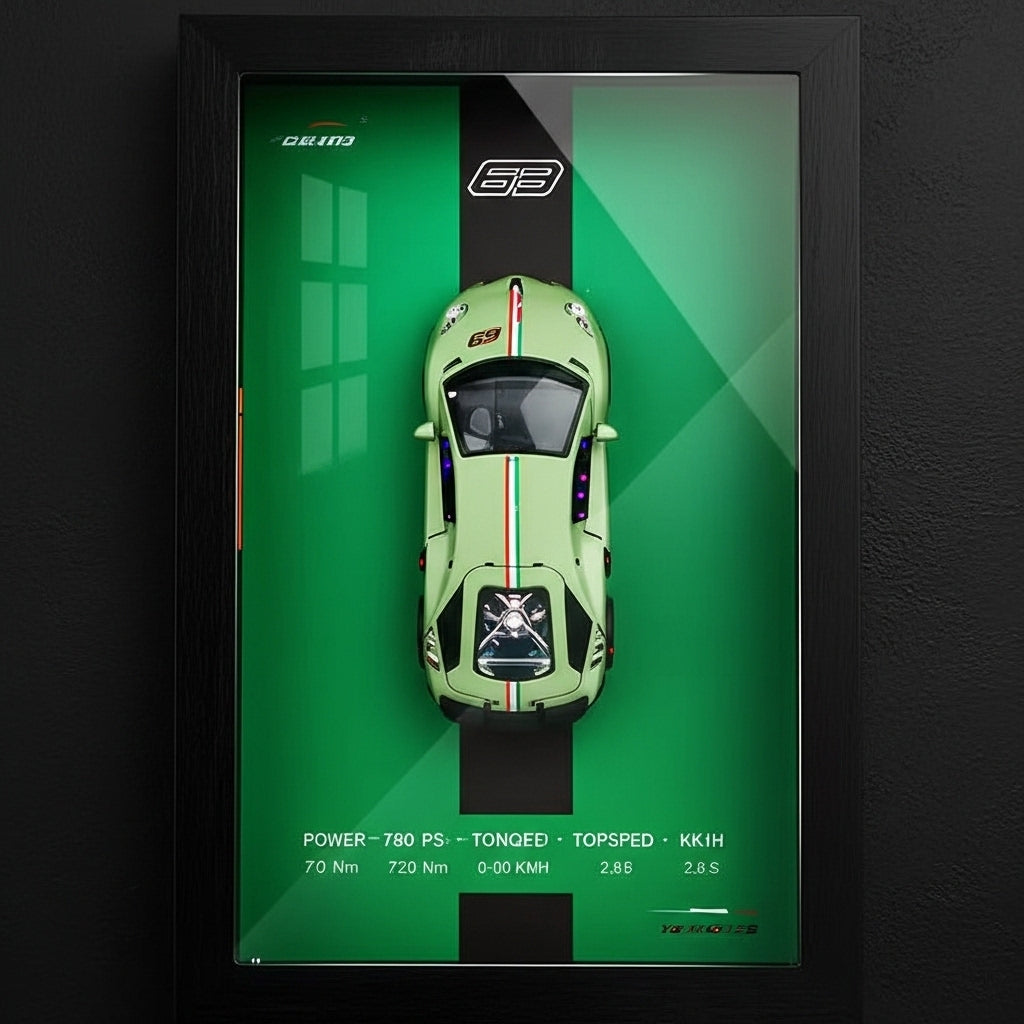 Nerv 3D Lamborghini LP-780-4 Car Frame Wall Art