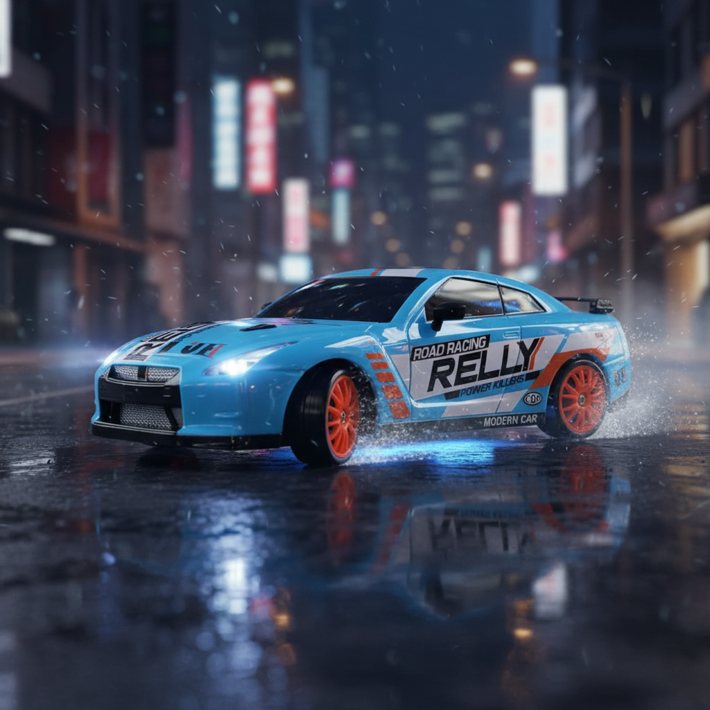 Nerv Royal 1:24 Scale Remote Control Drift Car – 4WD | 20 Kmph | 2.4GHz Long Range | Boost Mode | LED Lights (Blue)