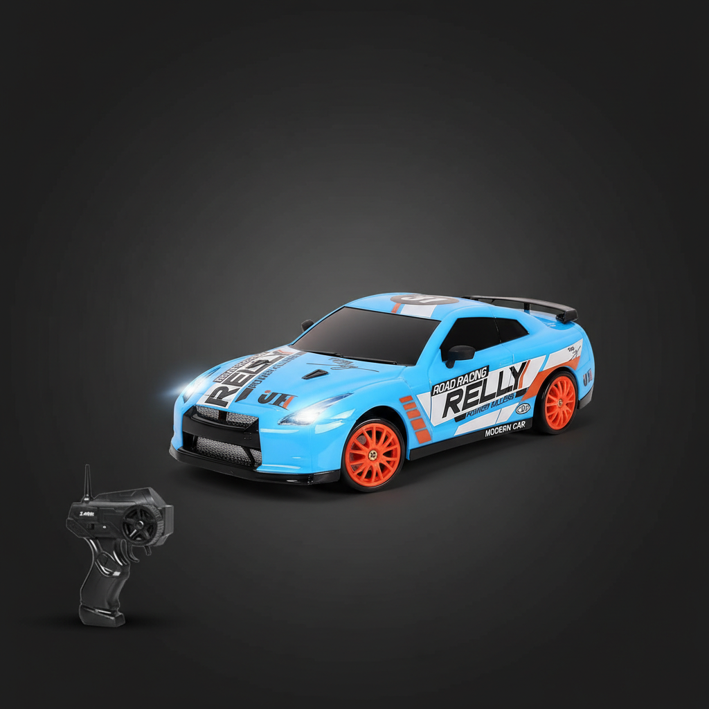 Nerv Royal 1:24 Scale Remote Control Drift Car – 4WD | 20 Kmph | 2.4GHz Long Range | Boost Mode | LED Lights (Blue)