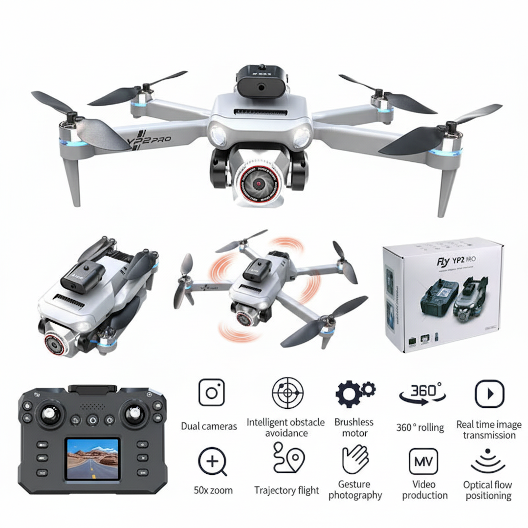 Fly YP2 Pro Drone – Dual 4K Cameras, Screen Remote, Obstacle Avoidance