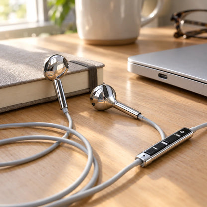 NERV™ Quicksilver — Chrome Wired Earbuds