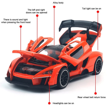 1:24 McLaren Senna Die-Cast Model – Pull Back, LED Lights &amp; Sound