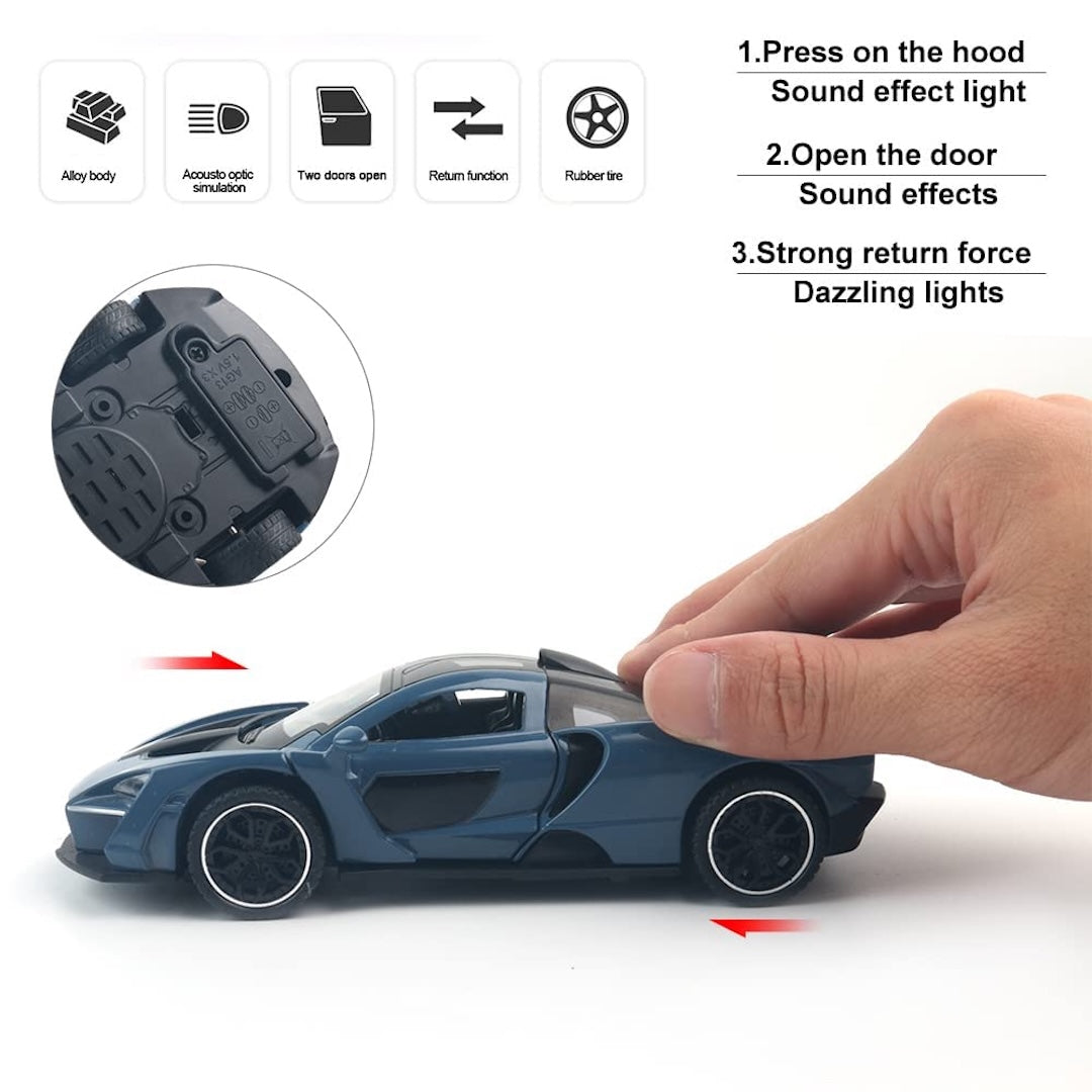 1:24 McLaren Senna Die-Cast Model – Pull Back, LED Lights &amp; Sound